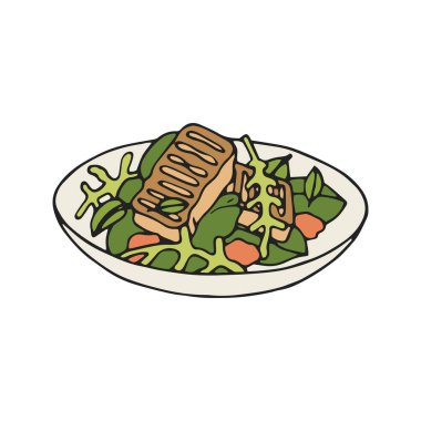 Vektör illustratioon ızgara Hellim salatası