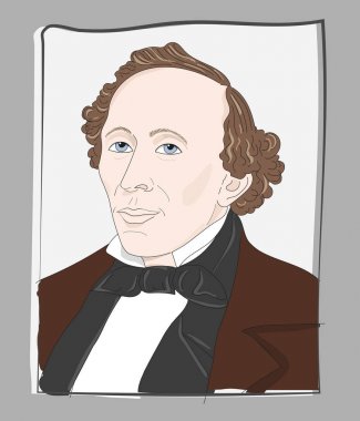 Hans Christian Andersen vintage illustration clipart