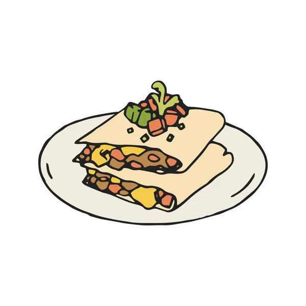 Quesadilla vektör çizim. Meksika — Stok Vektör