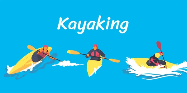 Kayaking illustration set — Stock Vector