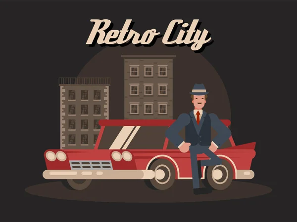 Ilustracja miasta retro — Wektor stockowy