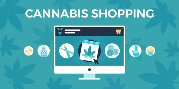 Marijuana shopping koncept — Stock vektor
