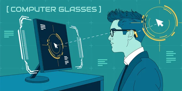 Ilustração vetorial dos óculos de computador de última geração — Vetor de Stock