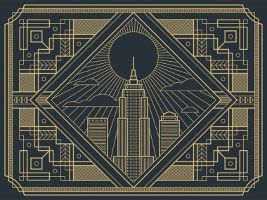 Vector illustration in retro style of Art Deco