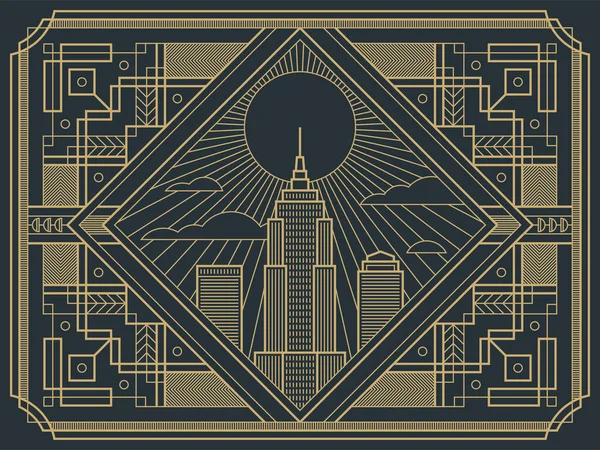 Ilustração vetorial em estilo retro de Art Deco —  Vetores de Stock