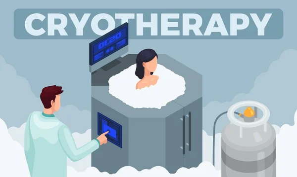 Vector illustration of a modern medicinal cryotherapy procedure