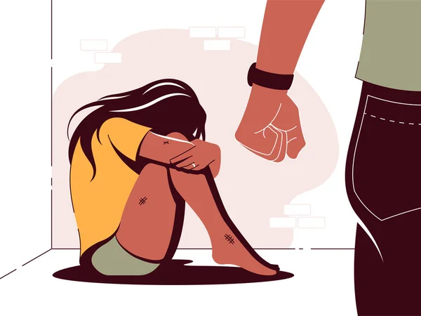 Illustration vectorielle de la cruauté et de la violence domestique — Image vectorielle