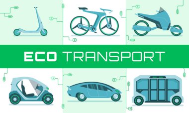 Modern kentsel ekolojik taşımanın vektör illüstrasyonu