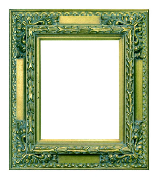 Antique Green Gold Frame Isolated White Background Vintage Style — Stock Photo, Image