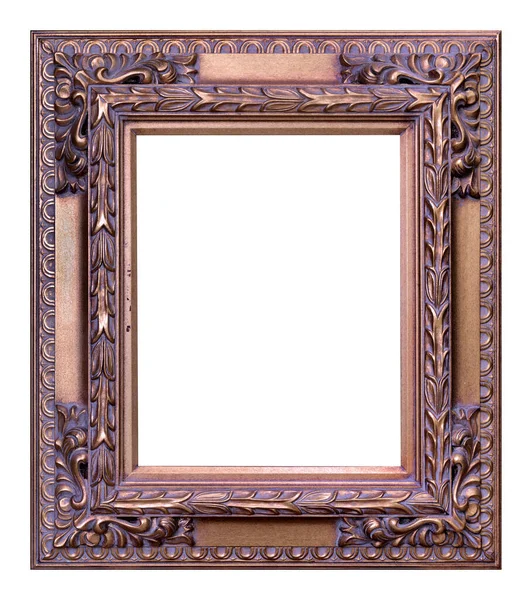 Antique Gold Frame Isolated White Background Vintage Style — Stock Photo, Image