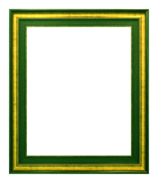 Antique Gold Green Frame Isolated White Background Vintage Style — Stock Photo, Image