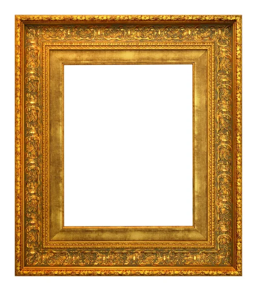 白色背景复古风格的古董金相框 — 图库照片