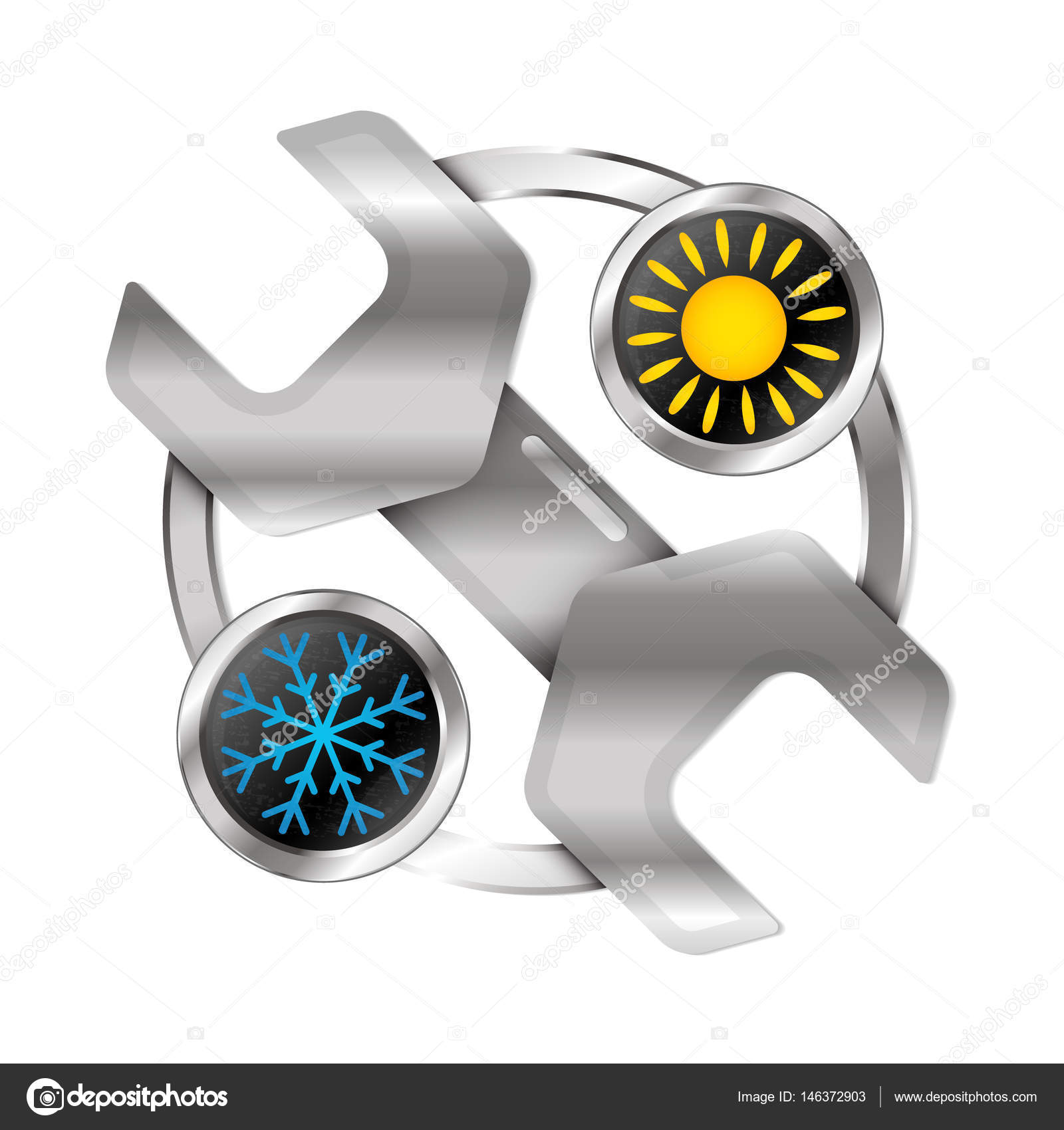 Wrench for repair and installation of air conditioner Stock Vector