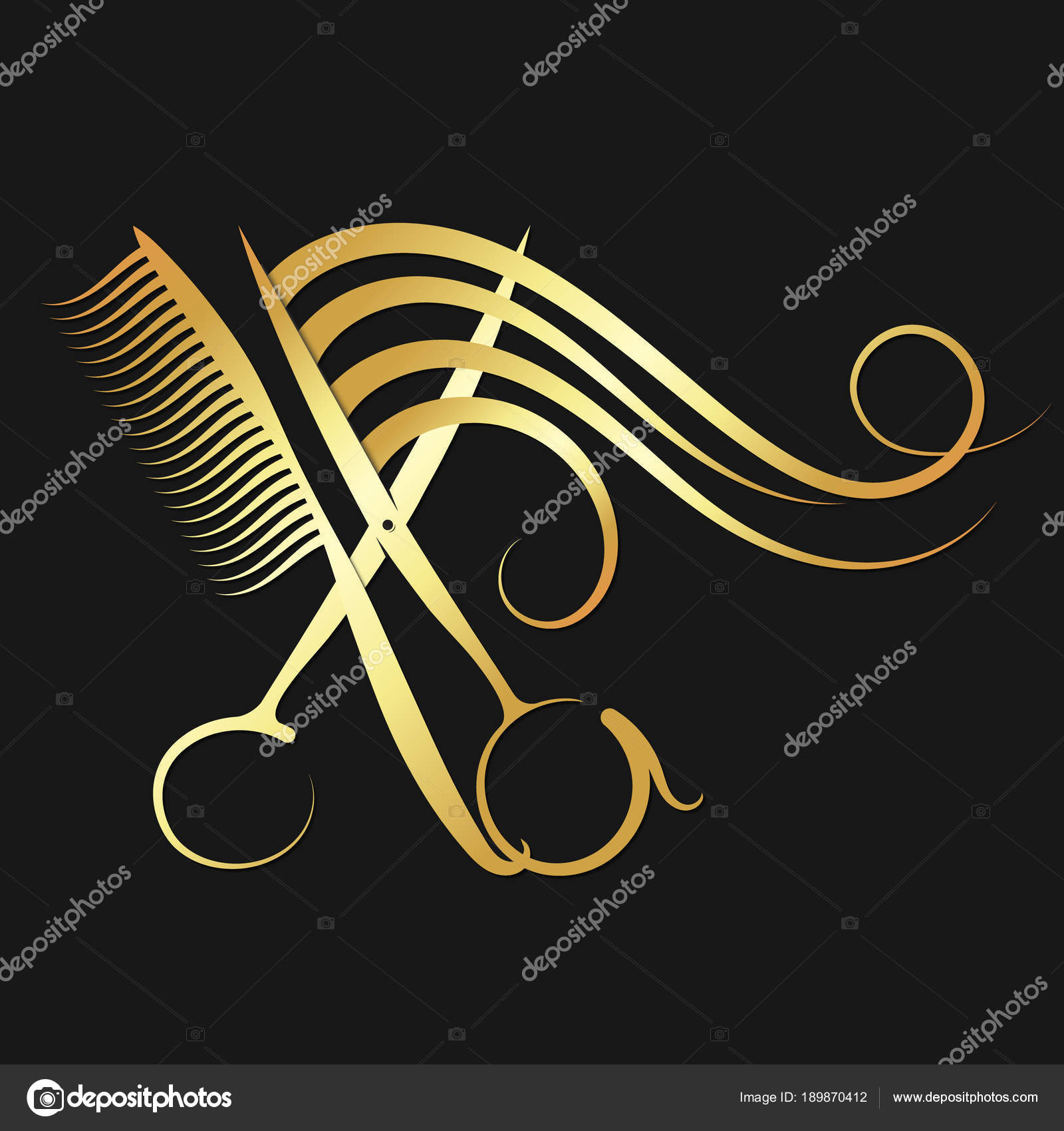 Hairdressing scissors and comb with hair Stock Vector Image by