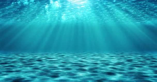 Víz alatti jelenet reális animáció fénysugarakkal. — Stock videók