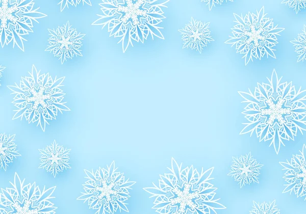 Fondo invernale con fiocchi di neve di carta . — Vettoriale Stock