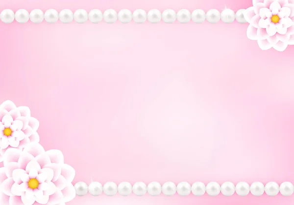 Elegant floral card design with pearls. — ストックベクタ