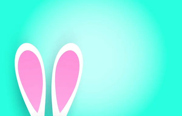 Easter rabbit ears on vivid turquoise background. — Stock Vector