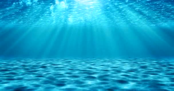 Underwater scene 3D realistic animation with light rays. — Stock Video