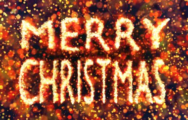 Bokehs renkli çok Merry Christmas metin yaptı