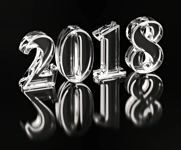 Yeni yıl 2018 yılında cam malzeme parlak yansıma ile