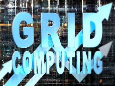 Yukarıya bakan oklarla GRID iş grafiği, elektronik arkaplan