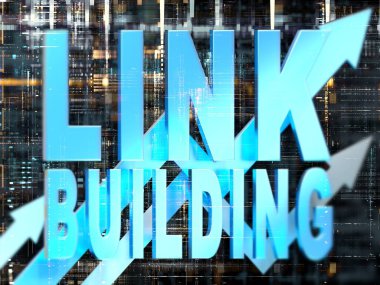 LINK Building iş grafiği yukarı bakan oklar, elektronik arkaplan