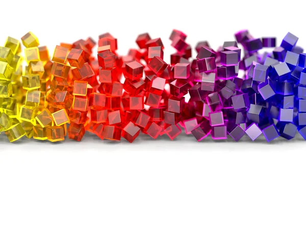 Regenbogenfarbene Glaswürfel Auf Weißem Hintergrund — Stockfoto