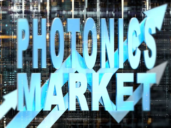 Photonics Market Бізнес Граф Стрілками Тягнуться Вгору Електронне Тло — стокове фото