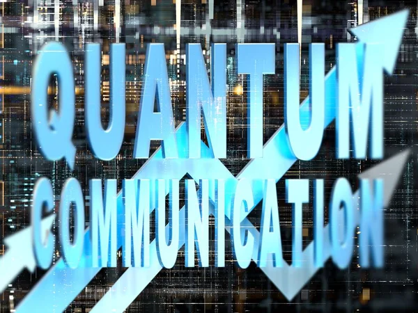 Επιχειρησιακό Γράφημα Quantum Communication Βέλη Προς Πάνω Ηλεκτρονικό Υπόβαθρο — Φωτογραφία Αρχείου