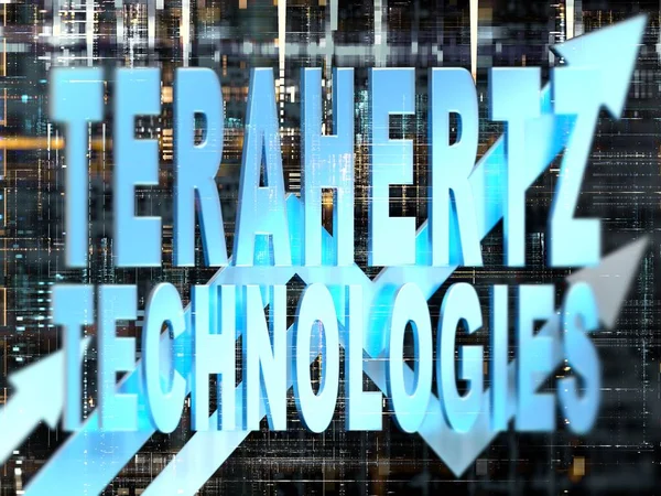 Terahertz Technologies Бізнес Граф Стрілками Тягнуться Вгору Електронне Тло — стокове фото