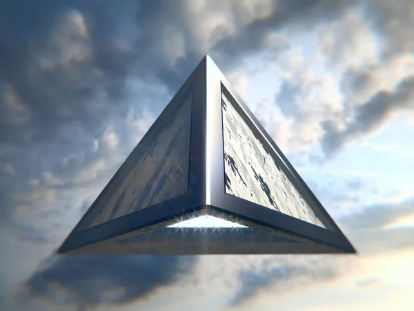 Пірамідальний Нло Літає Небі Ліцензійні Стокові Зображення