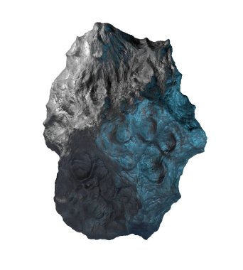 Beyaz arkaplanda izole edilmiş bir göktaşının dikey görünümü