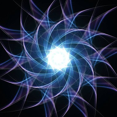 Mor ve mavi renkli matematiksel çizgilerin Art deco spirali