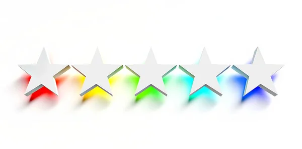 Cinq Étoiles Blanches Avec Rétro Éclairage Coloré Arc Ciel Sur — Photo