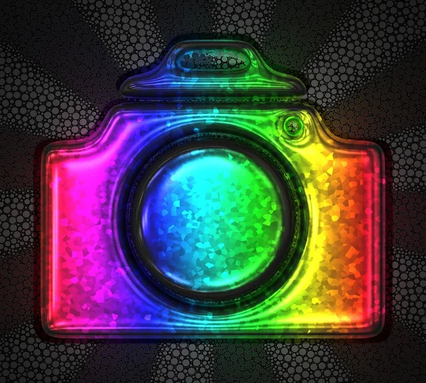 Szivárvány Színű Ikon Egy Digitális Fényképezőgép Dekoratív Textúra — Stock Fotó