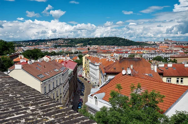 Çek Cumhuriyeti Prag Yüksekliği Görünümünden Prag Evlerde Üzerinde — Stok fotoğraf