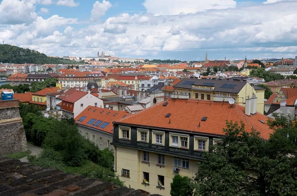 Çek Cumhuriyeti Prag Yüksekliği Görünümünden Prag Evlerde Üzerinde — Stok fotoğraf