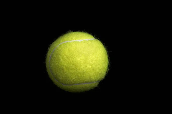 Balle Tennis Isolée Sur Fond Noir — Photo