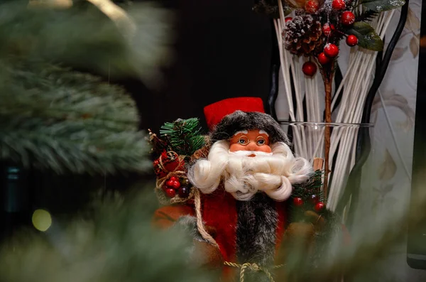 Święty Mikołaj Workiem Prezentów Boże Narodzenie Figurka — Zdjęcie stockowe