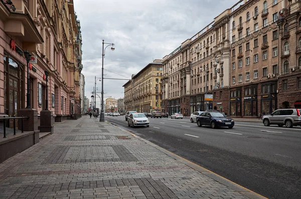 Росія Москва Будинки Тверській Вулиці Місто Москва Травня 2017 — стокове фото