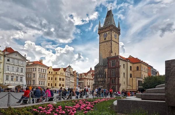 Tjeckien Prag Torget Gamla Stan Prags Astronomiska Klocktornet Juni 2016 — Stockfoto