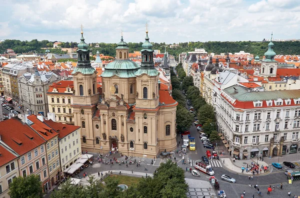 Tsjechische Republiek Praag Oude Stadsplein Praag Bekijk Van Bovenaf Juni — Stockfoto