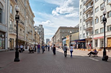 Rusya. Moskova. Moskova'daki eski Arbat Sokağı. 20 Haziran 2016.