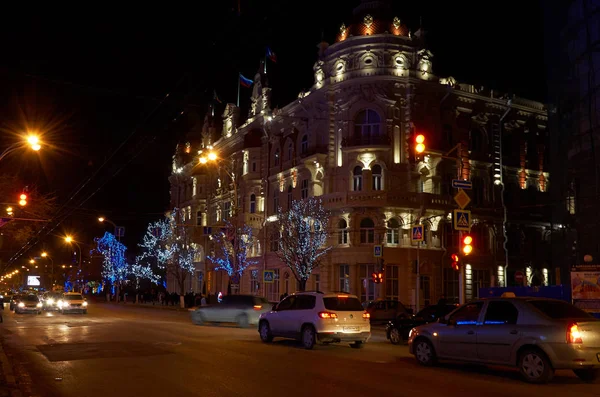 Russia Rostov Don Bolshaya Sadovaya Street Winter Night Rostov Don — Stock Photo, Image