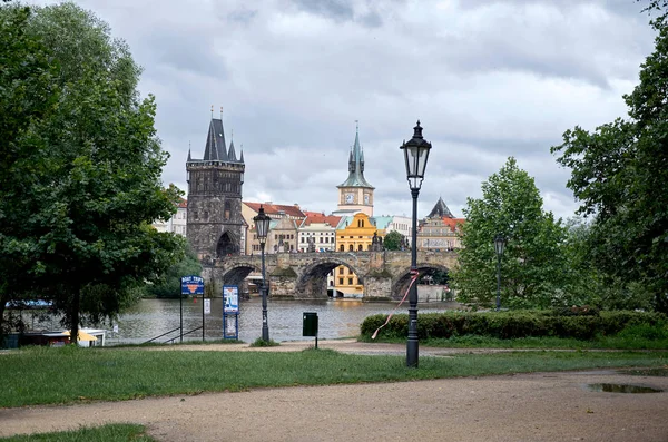 República Checa Praga Río Moldava Puente Carlos Praga Junio 2016 — Foto de Stock