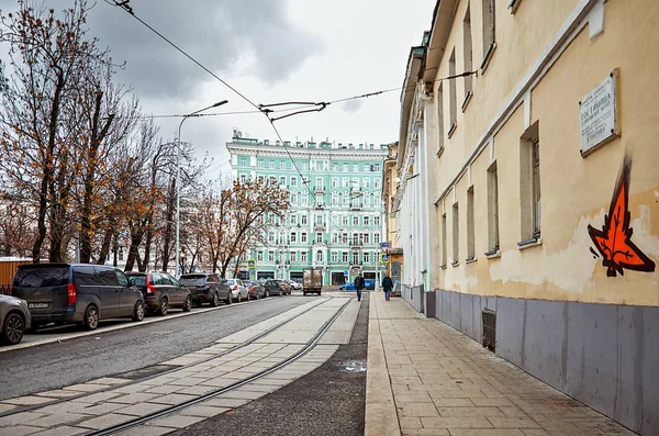 Россия Москве Трамваи Москвы Районе Чистых Пруд Ноябрь 2017 — стоковое фото