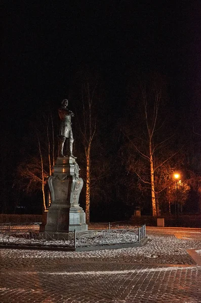 Russia Carelia Petrozavodsk Monumento Pietro Primo Petrozavodsk Novembre 2017 — Foto Stock