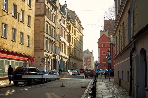 Πολωνία Σπίτια Βρότσλαβ Και Δρόμοι Της Πόλης Του Βρότσλαβ Τοπίο — Φωτογραφία Αρχείου