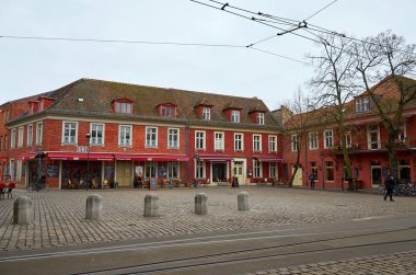 Almanya. Potsdam. Potsdam evleri ve sokakları. Cityscape. 18 Şubat 2018